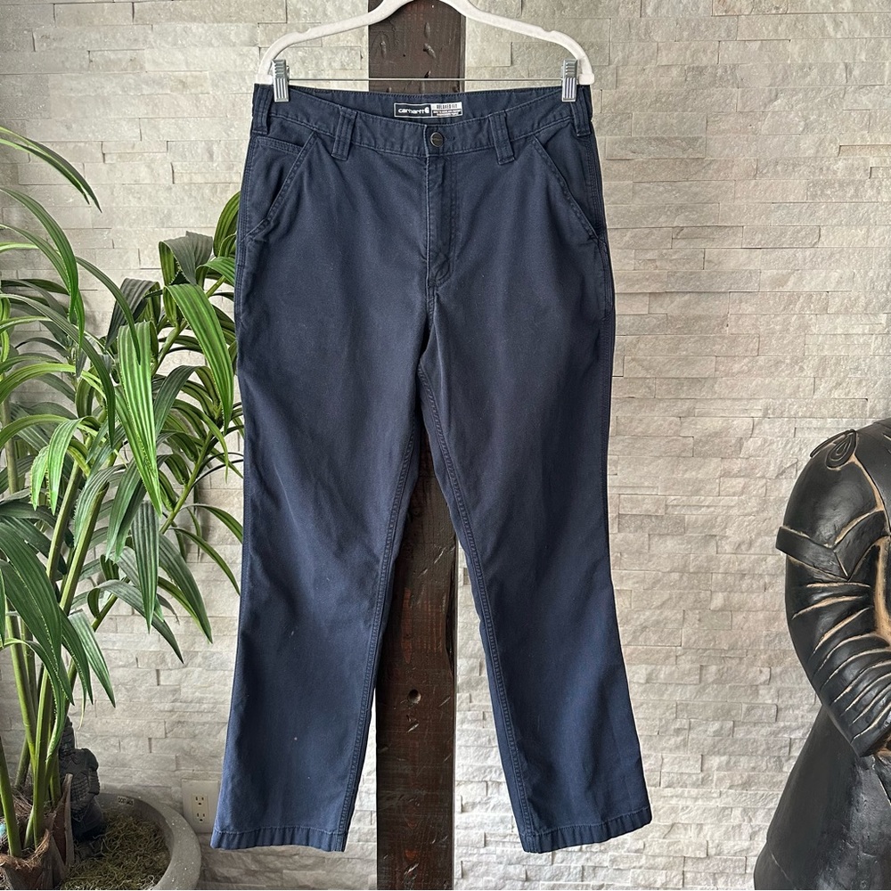 CARHARTT Navy Blue Canvas Relaxed Fit Workwear Jeans Size 34 x 32